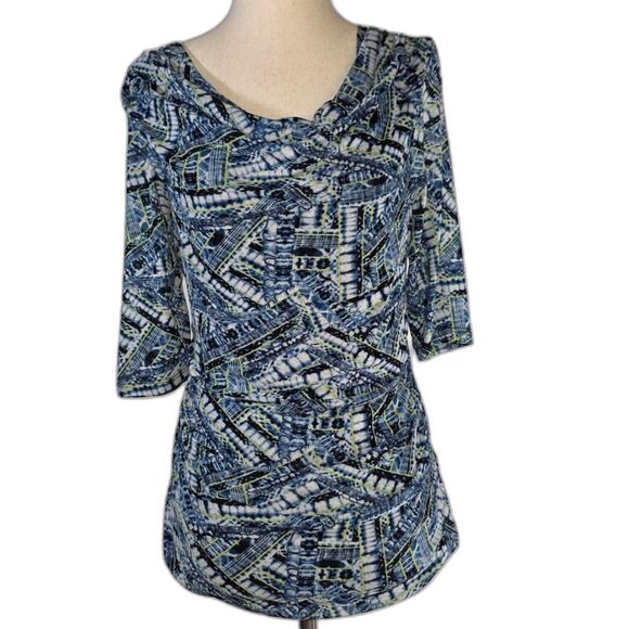 Cable & Gauge Geometric Layered 3/4 Sleeve Top Size Medium - Picture 3 of 6